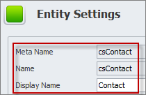 database entity settings name
