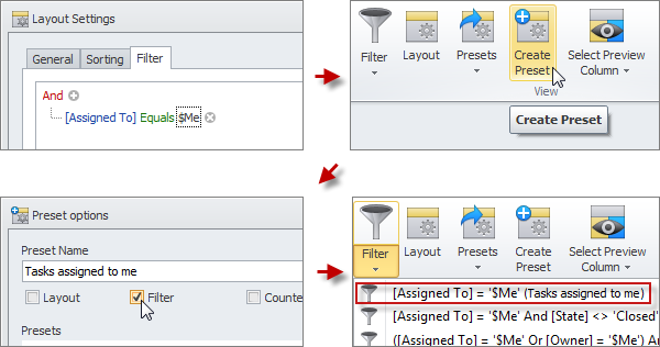 task filter preset for tasks assigned to me