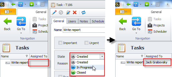 change state to assign task